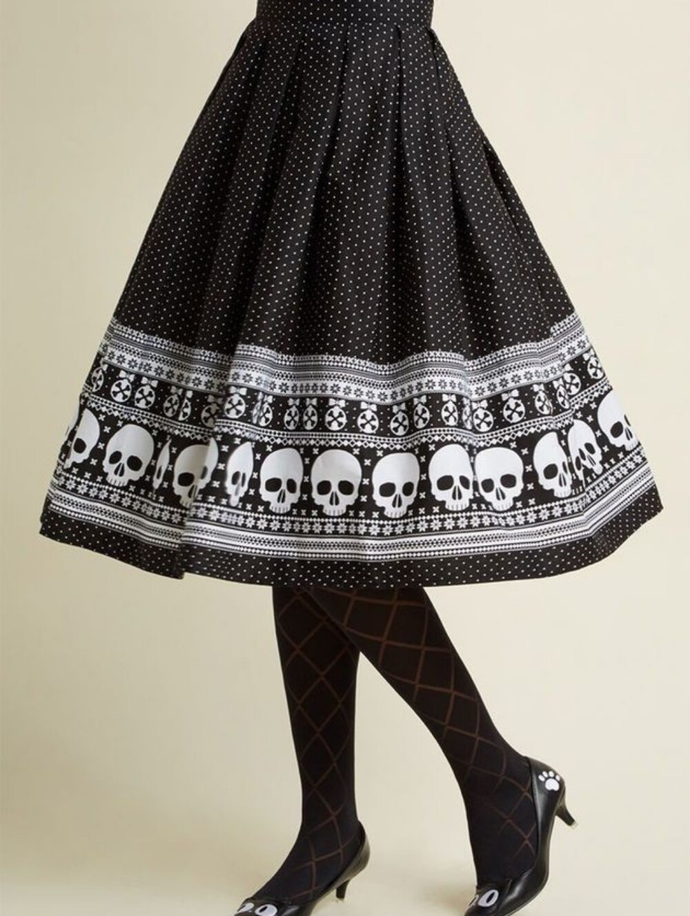 Hell Bunny Clara Skull Christmas Holiday Skirt Creepmas Goth Women’s Size XS